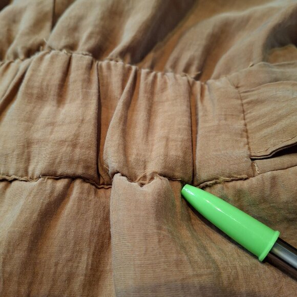 Zara Tie Waist Mini Dress Sz M Elastic Waist Safari Minimalist Neutral Boho - Picture 15 of 16